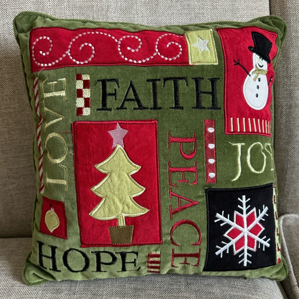 Christmas Festive Holiday Pillow 14”x14”